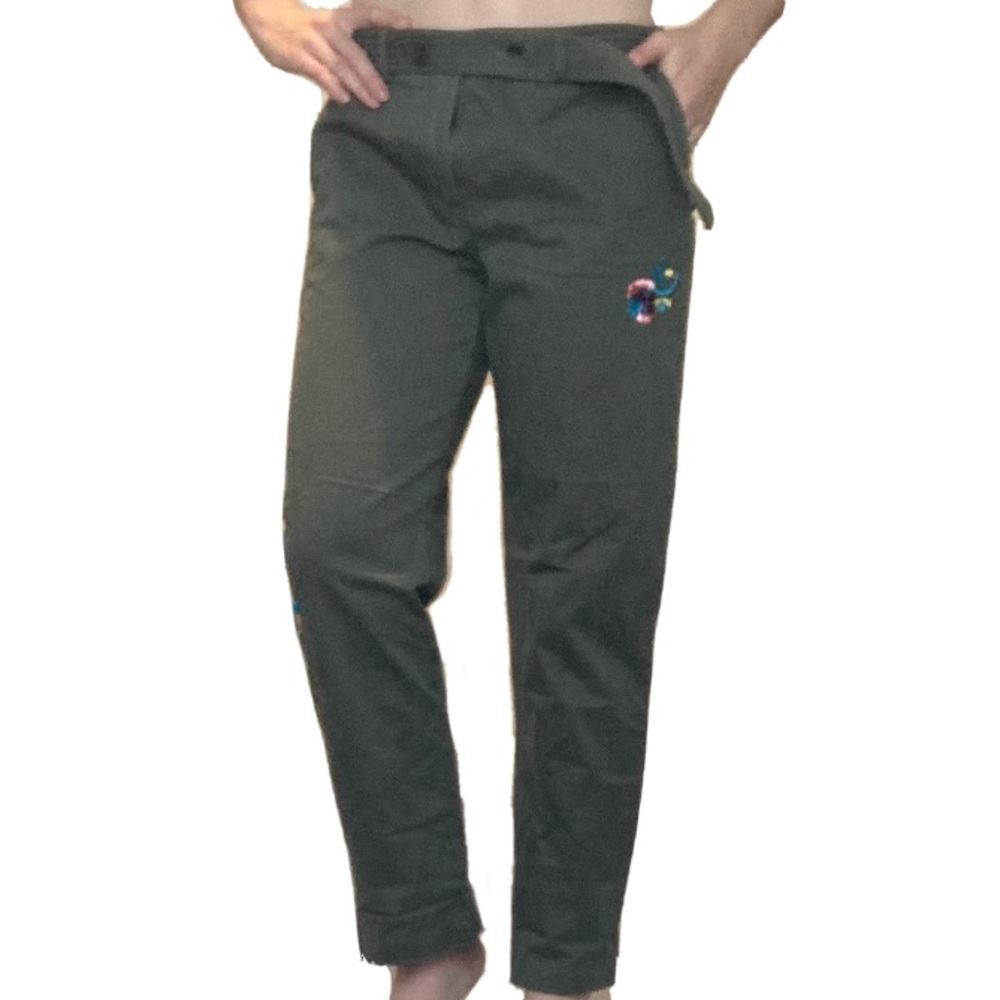 Thakoon Addition 100% Cotton Embroidered Floral Boho Soft Pants Artsy Funky Sz 4